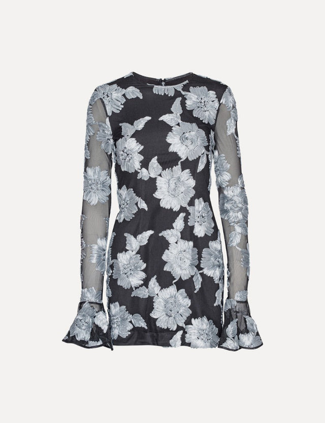 rotate flower mesh mini dress Bridal floral-appliqu mesh minidress in blue - Rotate