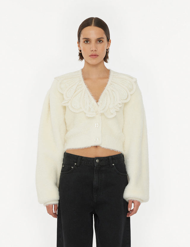 ROTATE - Lace Collar Knit Cardigan