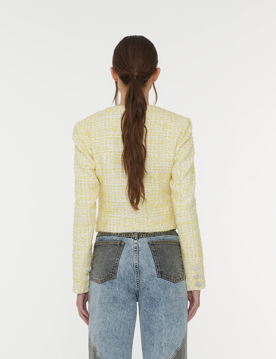 【ROTATE BIRGER CHRISTENSEN】ジャケット クリスタル付き ROTATE BIRGER CHRISTENSEN Sequin Cropped Denim Jacket | endource
