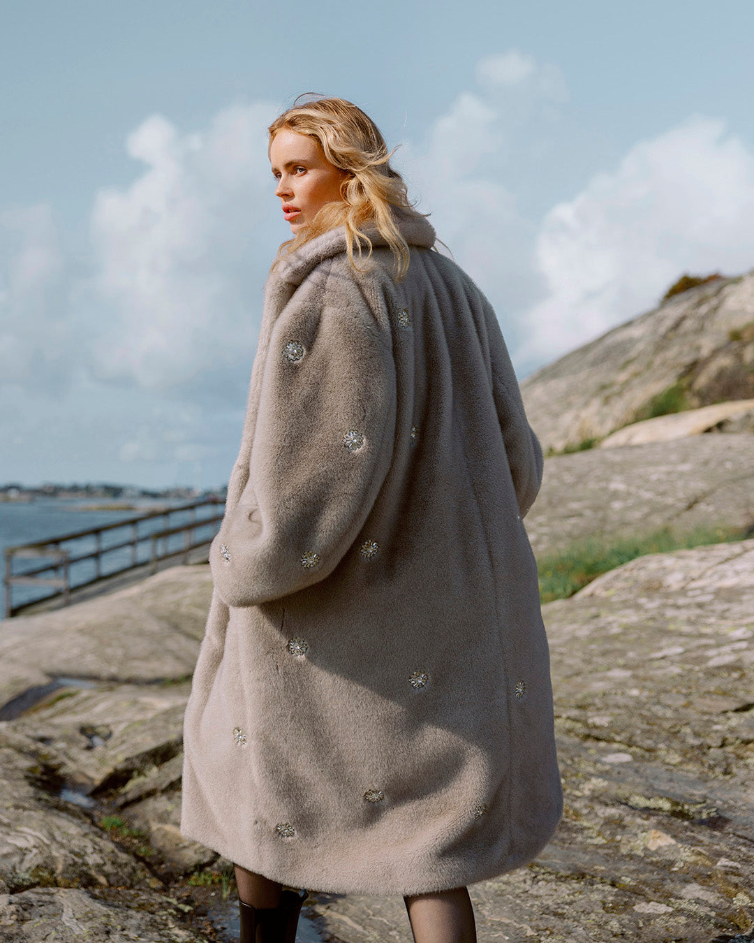 Stine Goya - Maxime Embellished Faux Fur Coat – projectscandinavia