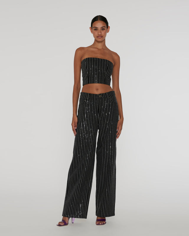 ROTATE - Sequin Twill Wide Pants