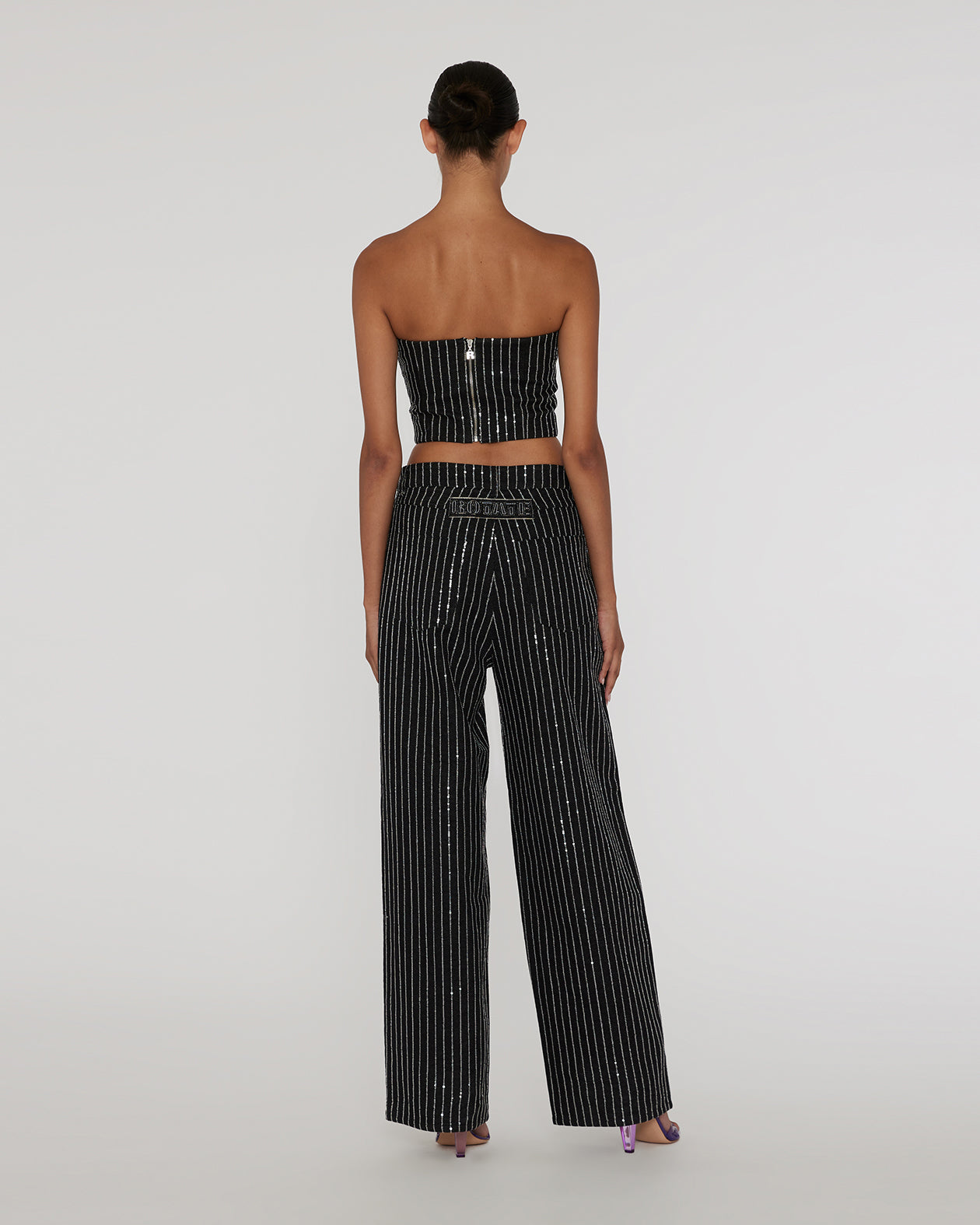 パンツ Rotate Birger Christensen Wide Leg Pants ROTATE BIRGER CHRISTENSEN Rotie Metallic Croc-Effect Coated