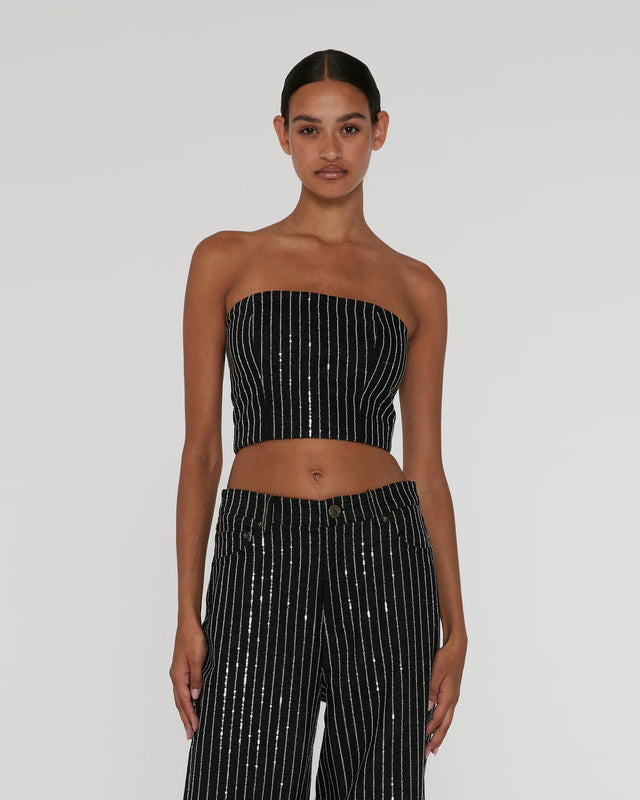 ROTATE - Sequin Twill Crop Top