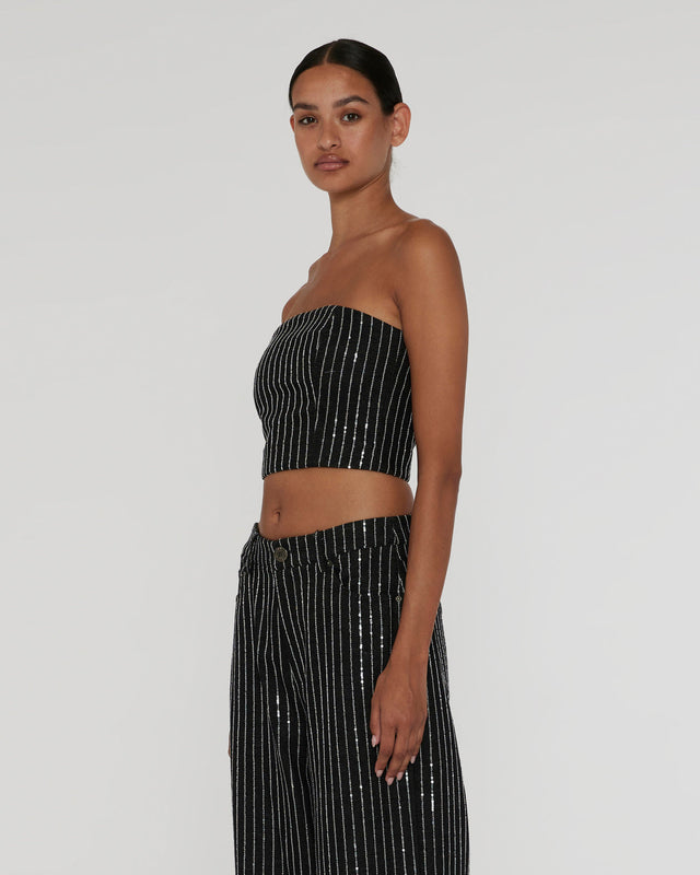 ROTATE - Sequin Twill Crop Top
