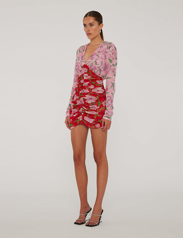 ROTATE - Printed Mini Ls Dress